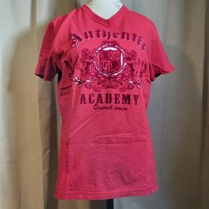 XIOS Y2K Graphic V Neck Tee Shirt Red Men's XL